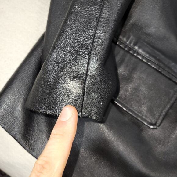 Vintage Winlit Jacket Womens Size 2X Black New York Large Button Leather Coat - Picture 14 of 16